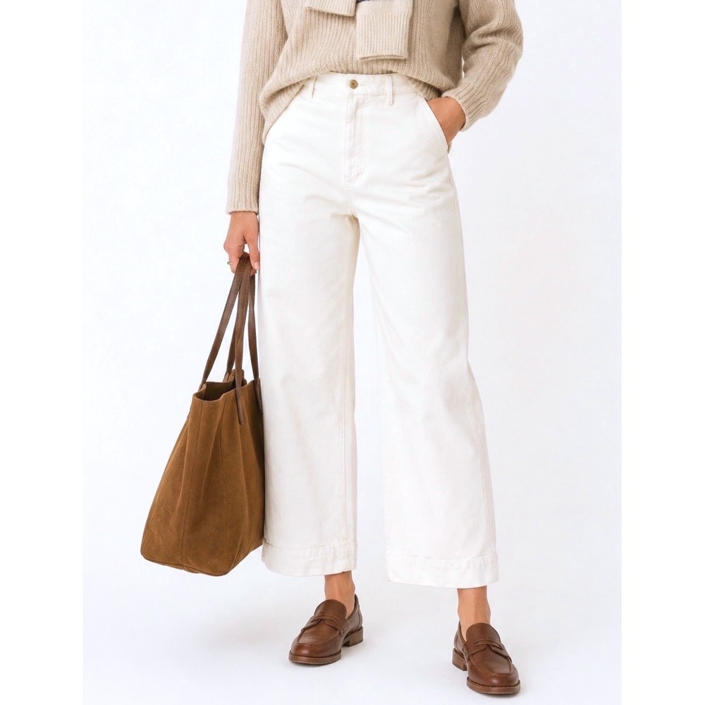 The Great The Seafair Wide Leg Jeans Womens Size 30 Stone Minimalist Neutral